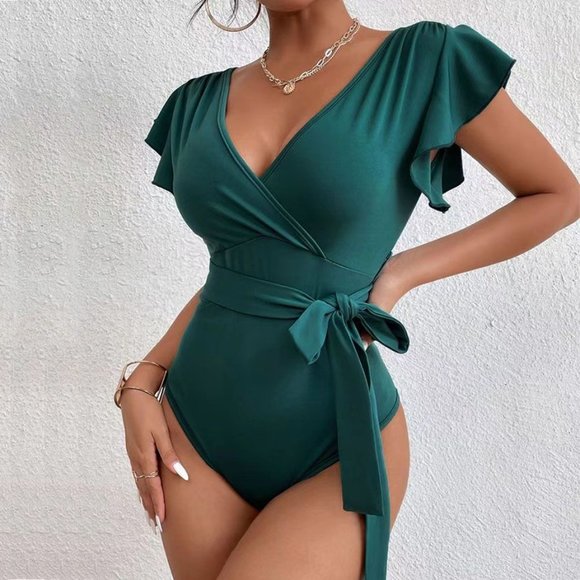 Sleeveless bandage bodysuit | Green | Small - Picture 1 of 7